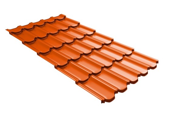 Металлочерепица квинта плюс с 3D резом 0,45 PE RAL 2004 оранжевый купить в Бугульме