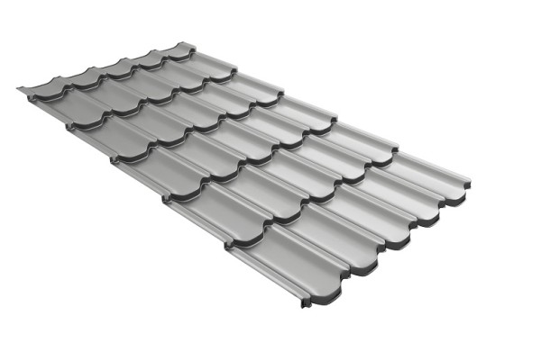 Металлочерепица квинта плюс с 3D резом 0,45 PE RAL 9006 бело-алюминиевый купить в Бугульме