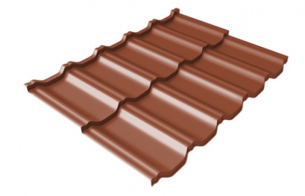 Металлочерепица модульная Квинта Uno Grand Line c 3D резом 0,45 PE RAL 8004 терракота купить в Бугульме