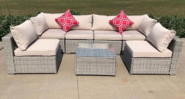 Диван-Трансформер AFINA модульный плетеный из иск. ротанга YR822BgB Grey/Beige купить в Бугульме