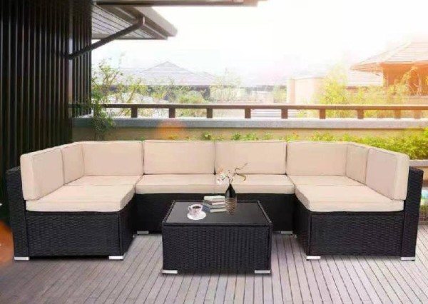 Диван-Трансформер AFINA модульный плетеный из иск. ротанга YR822_Black/Beige купить в Бугульме