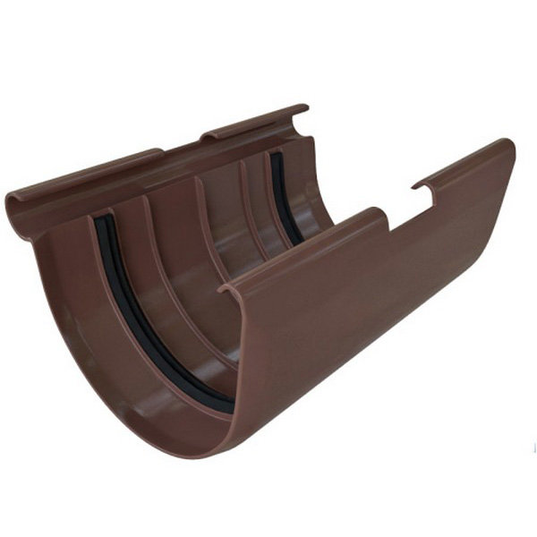 Водосток Альта-Профиль ПВХ – Соединитель желоба (коричневый) купить в Бугульме